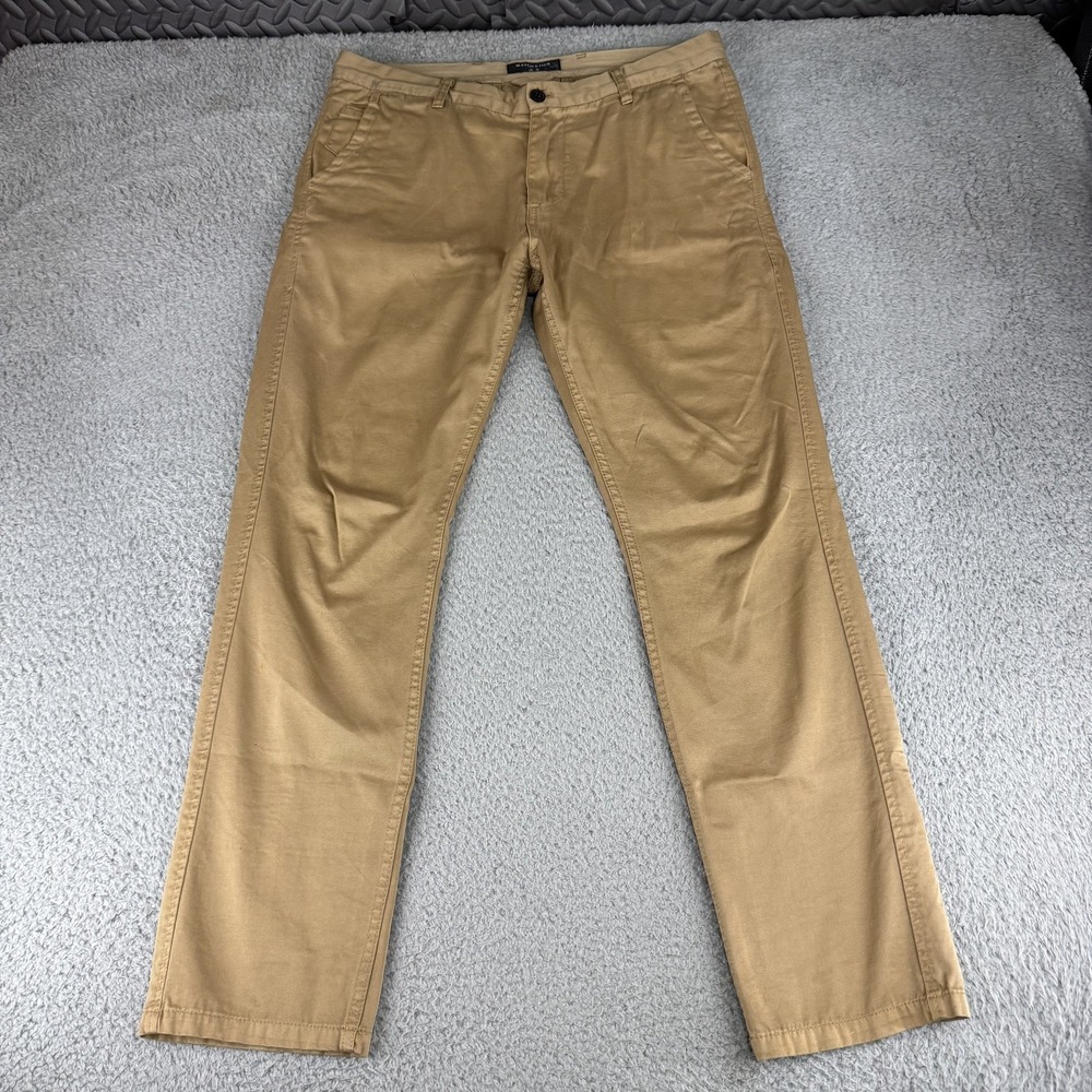 Matchstick Pants Mens XL 34 Khaki Beige Straight Leg Casual Classic Chino Cotton